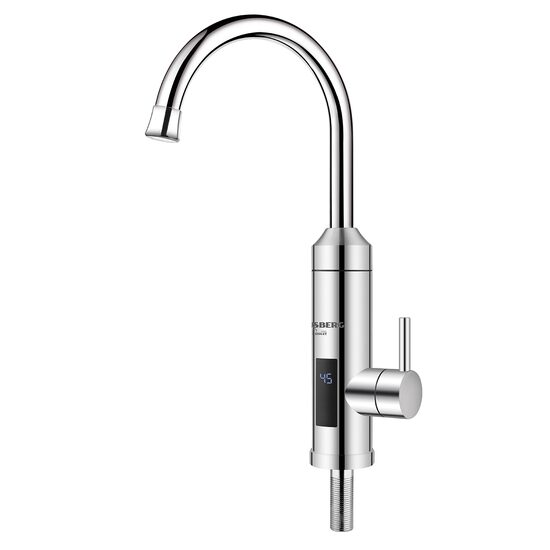 Robinet de cuisine électrique instantané HAUSBERG HB-F5010, 3600 W, affichage de la température par LED, montage sur évier, acier inoxydable