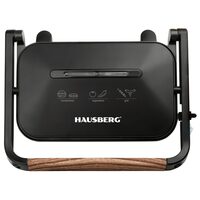 Sandwichmaker Grill HAUSBERG HB-632, 1100-1300 W, Panini, Antihaft-Platten, Kühler Griff, Schwarz