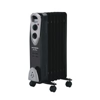Hausberg HB-8907NG Elektroheizung, 1500 W, 7 Elemente, 3 Leistungsstufen, Einstellbarer Thermostat, Überhitzungsschutz, Kippschutz, Kontrollleuchte, Schwarz