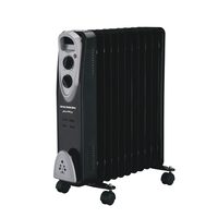 Hausberg HB-8913NG Elektroheizung, 2500 W, 13 Elemente, 3 Leistungsstufen, Einstellbarer Thermostat, Überhitzungsschutz, Kippschutz, Kontrollleuchte, Schwarz