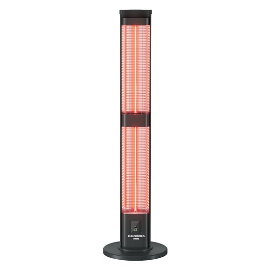 Digital electric radiator with remote control Hausberg HB-8570NG, 3000W, 3 heating levels, double carbon fiber tube, IP45 protection, digital thermostat, Black