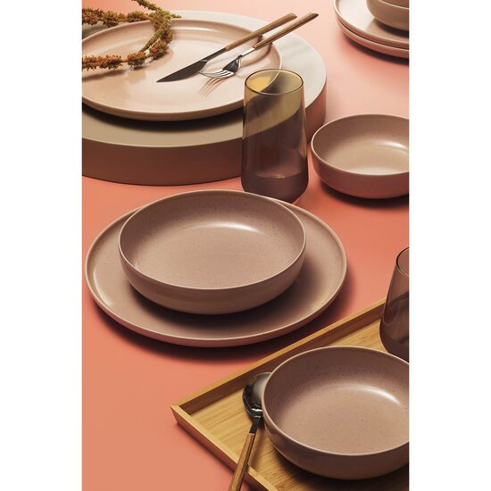 Moderna Colore Matte table service, 24 pieces, 6 people, porcelain, matte pink, kutahya porcelain