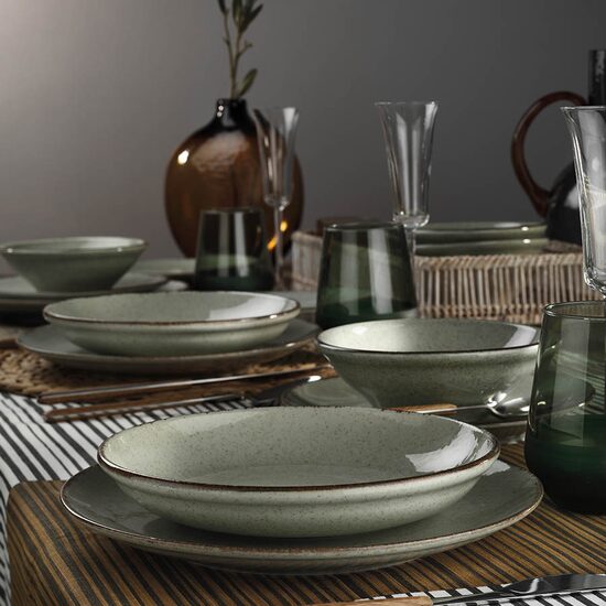 Color-X table service, 24 pieces, 6 people, porcelain, green, kutahya porcelain