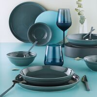 FIT-C Tafelservice, 24-teilig, 6 Personen, Porzellan, türkis, Kutahya Porselen