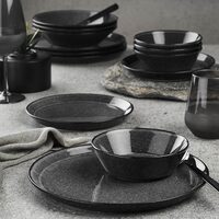 Service de table FORZA, 24 pièces, 6 personnes, porcelaine, noir, kutahya porselen