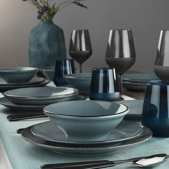 Color-X Tafelservice, 24-teilig, 6 Personen, Porzellan, blau, Kutahya Porselen