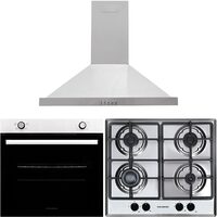 Hausberg Einbau-Paketbackofen HB-8051IN, Elektro, Leistung 2000 W, 76 l, 4 Funktionen, Einbaukochfeld HB-556IN, Gas, 4 Brenner, GAS-Sicherheitssystem, Gusseisengrill, Dekorative Haube HB-1260, Absorption 450 m3/h, 1 Motor, 60 cm, Edelstahl