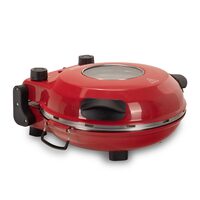 HAUSBERG HB-675RS XL Pizzaofen mit Steinbackfläche, Temperaturregler bis 405° C, Rot