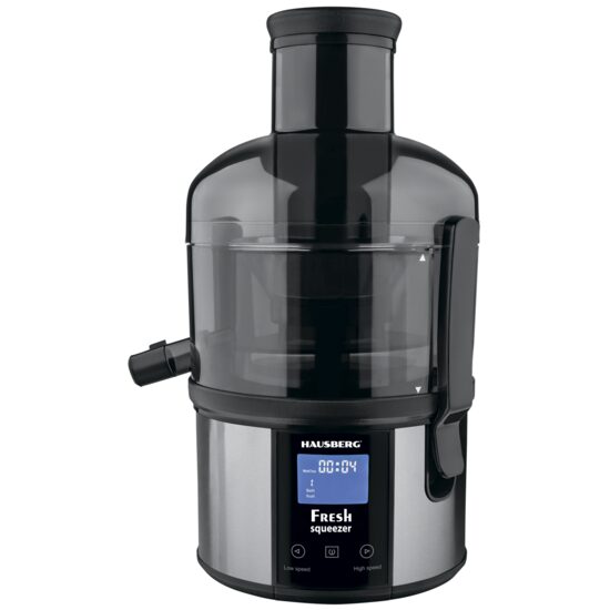 Digitaler Entsafter HAUSBERG HB-7545IN, 800-1000W, 85mm, 1L Fruchtfleisch, 5 Geschwindigkeiten, Edelstahl Schwarz/Edelstahl