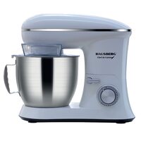 Mixer mit Edelstahlschüssel HAUSBERG HB-7622AB, 1600-1700 W, 6,5 L Edelstahlschüssel, 10 Geschwindigkeiten, Geräuschpegel 95dB, Weiß