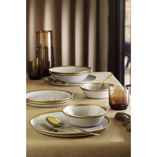 Kutahya Porselen Forza 16-piece dinner set for 4 people in Beige Porcelain with Gold
