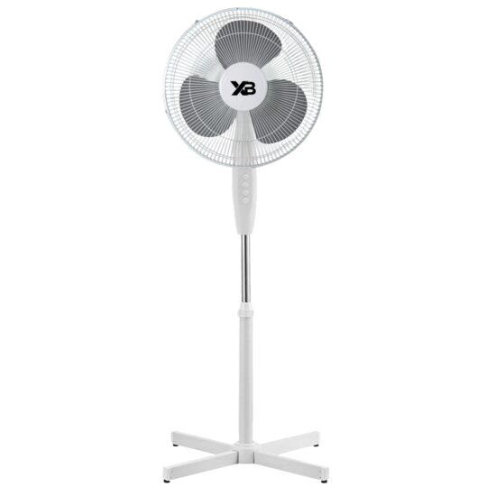 Ventilateur sur pied HAUSBERG XB-110, 55 W, 16 pouces, 3 vitesses, oscillation, hauteur réglable, blanc