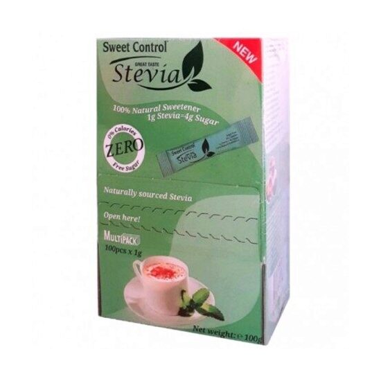 Natural sweetener based on Sweet Control Stevia extract, 100 sachets, 100 g