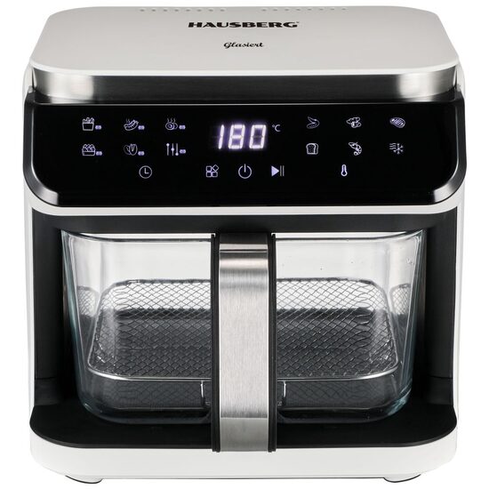 Air fryer Hausberg HB-2343AB, 6.5L, glass basket, 12 programs, touchscreen, 1200W-1400W, 65-200°C, White
