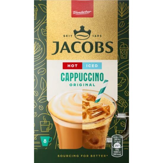 Cafea solubila Jacobs Iced Cappuccino Original, 8 plicuri, 17.8 g