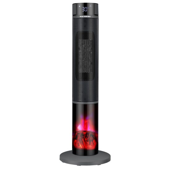 Șemineu Electric Digital Tip Turn HAUSBERG HB-8228NG, 2000 W, Efect de Flacără, Protecție la Răsturnare, Termostat, Telecomandă, Negru