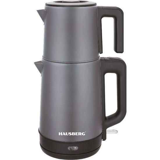 Cana electrica pentru ceai din inox, 2L + ceainic 1L, functie mentinere la cald, 1500–1800W, baza 360° Hausberg HB3636GR