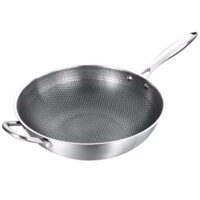 Tigaie wok 34cm Hausberg HB-H LUX 848 inox inducție interior fagure antiaderent