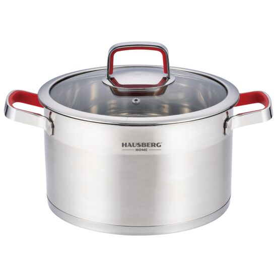 Oala inox 22cm Hausberg HB-H LUX 822 cu capac sticla inductie