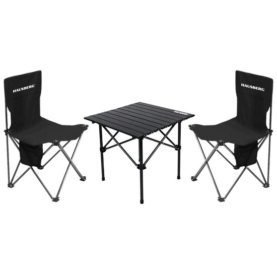 Set camping Hausberg HB-G001 3 piese, masa si 2 scaune pliabile cu husa de transport