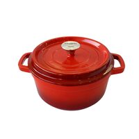 Oală din Fontă Emailată Hausberg HB-H744RS, 24 cm, Roșu Clasic, Compatibilă Inducție și Cuptor
