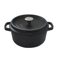 Oală din Fontă Emailată Hausberg HB-H744NG, 24 cm, 4.3L, Interior Negru Lucios, Compatibilă Inducție și Cuptor