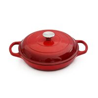 Oală Ovală din Fontă Emailată cu Capac Hausberg HB-H753RS, 26cm, 2L, Compatibilă Inducție și Cuptor, Finisaj Email Dublu