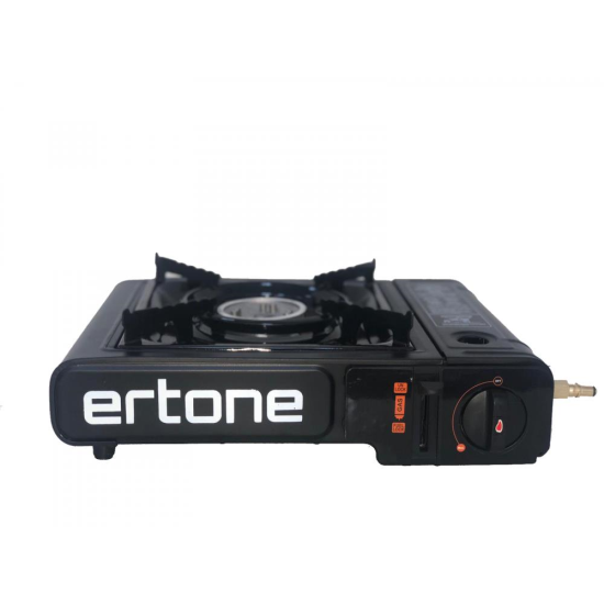 Ertone ERT-MN232 Tragbarer 2-in-1-Campingkocher, Für Sprüh- und Standardflaschen, 2,2 kW, Piezozündung, Schwarz