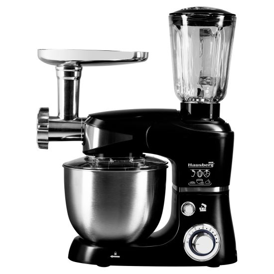Wielofunkcyjny robot kuchenny All-in-one Hausberg HB-7605, 1000 W, mikser/blender/maszynka do mielenia mięsa, czarny