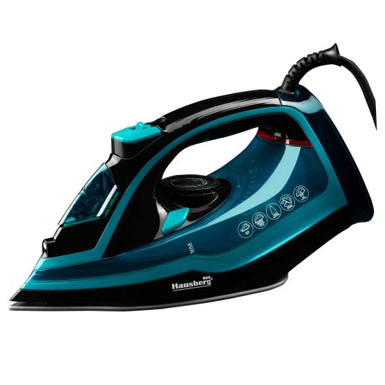 Hausberg HB-7840VR Bügeleisen, Keramik, selbstreinigend, Anti-Kalk, 300 ml, 2400-2800 W, Schwarz/Grün