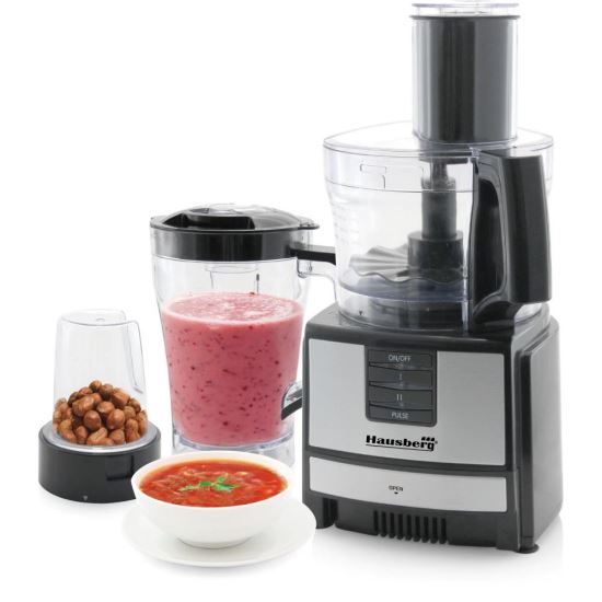 3 in 1 Küchenmaschine HB7522NG, Mahlen, Schneiden, Kneten und Hacken, 600 W, Schwarz, Multifunktions-Küchenmaschine