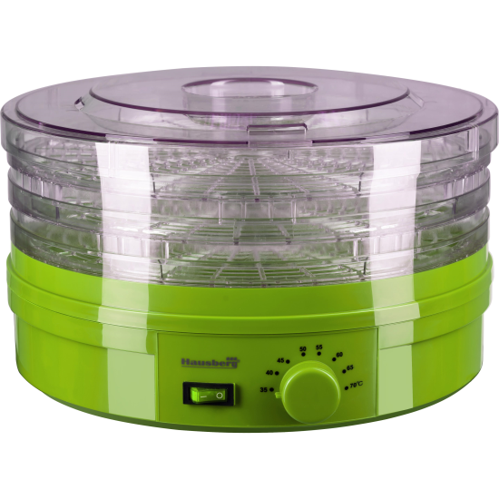 Déshydrateur alimentaire électrique Hausberg HB810VR, thermostat réglable, puissance 250 W, moteur en cuivre, vert