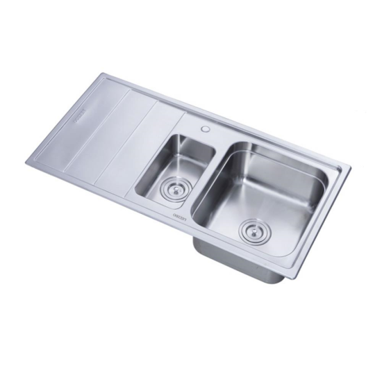 Freddo SN9012D Spüle, 2 Becken rechts, Antikalk, Edelstahl, 97*50cm