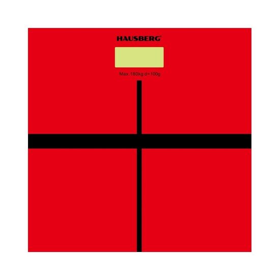 Körperwaage HAUSBERG HB-6003RS, 180kg, 3V Lithiumbatterie, 30x30cm, Rot