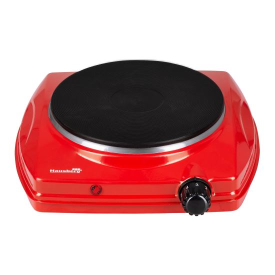 Hausberg HB-519RS Elektrokochfeld, Rot, 1 Brenner, Leistung 1500W, Thermostat