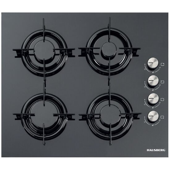 Einbaukochfeld Hausberg HB-563, Gas, 4 Brenner, Schwarz