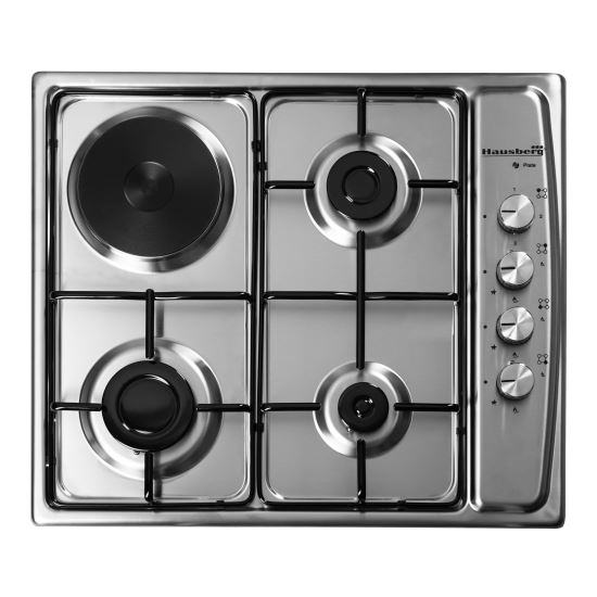Einbau-Gaskochfeld Hausberg HB-562, 3 Gasbrenner, 1 Elektrobrenner
