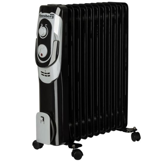 Hausberg HB-8920NG Elektroheizung, 2500 W, 11 Elemente, 3 Leistungsstufen, regelbarer Thermostat, Schwarz
