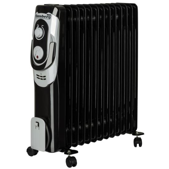 Hausberg HB-8930NG Elektroheizung, 2500 W, 13 Elemente, 3 Leistungsstufen, regelbarer Thermostat, Schwarz
