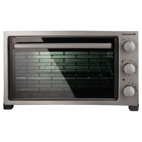Hausberg HB 9320 Elektrobackofen, 1420 W, 38 L, Timer, Thermostat, 2 Bleche, Grau/Schwarz