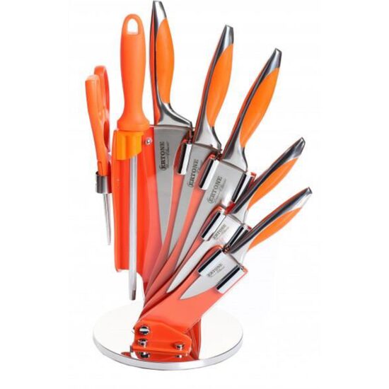 Farbiges Messerset mit Halter MN112, farbiges Silikon, Edelstahlklinge