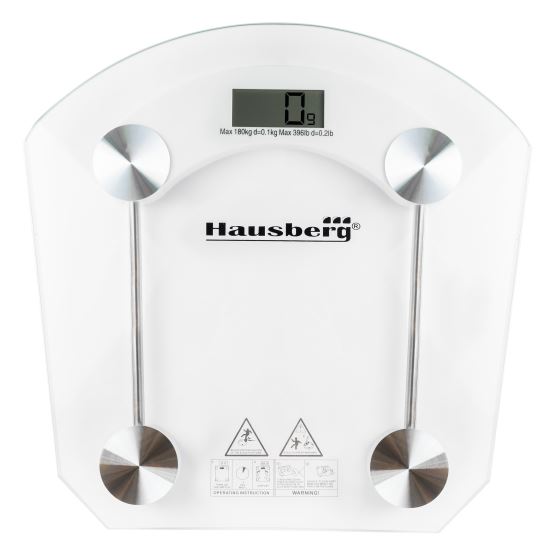 Hausberg HB-6001C elektronische Personenwaage, transparente Glasplattform, 150 kg maximal