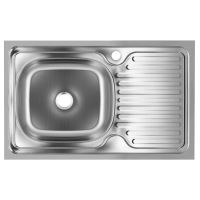 Sanitec SN7002S Küchenspüle, für Arbeitsplatte 76X43,5cm, Becken links, Tiefe 16cm, Antikalk, Edelstahl