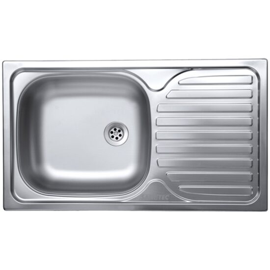 Sanitec C403S Küchenspüle, für Arbeitsplatte, satiniert, Becken links, 76x43,5cm, Edelstahl