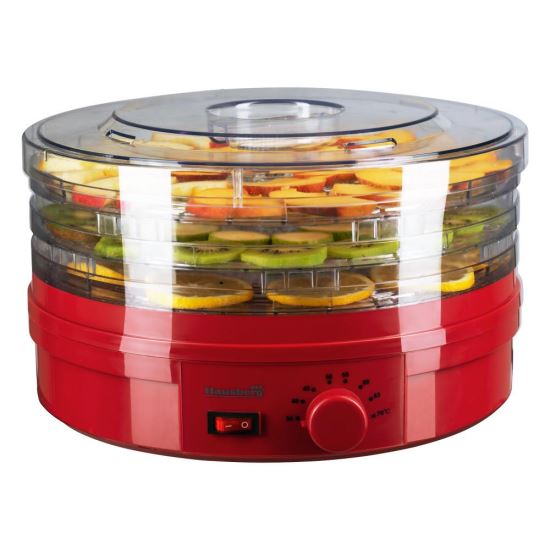 Déshydrateur alimentaire électrique Hausberg HB-810RS, thermostat réglable, puissance 250 W, moteur en cuivre, rouge