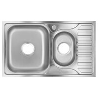 Freddo SN9023S Küchenspüle, 2 Becken, Antikalk, für Arbeitsplatte 78x49 cm, linkes Becken, Edelstahl