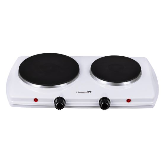 Plaque de cuisson électrique Hausberg HB-520AB, 2 500 W, équipée de 2 boutons de température, blanche
