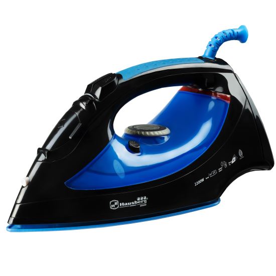 Hausberg HB-7802BL Bügeleisen, Keramiksohle, Dampfstrahl 12 g/min, Vertikaldampf 25 g/min, Anti-Tropf-System, Selbstreinigungssystem, 2200 W