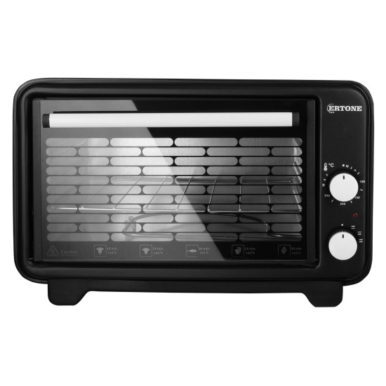 Ertone MN9135NG Elektroofen, 36 l, 1420 W, Thermostat, 2 Bleche, Schwarz