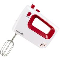Hausberg HB-4120RS Handmixer, 300 W, 5 Geschwindigkeiten, Turbofunktion, Rührbesen und Haken aus Metall, Rot/Weiß